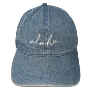 Aloha Slideback Hat Blue One Size Adjustable Embroidered Denim Otto